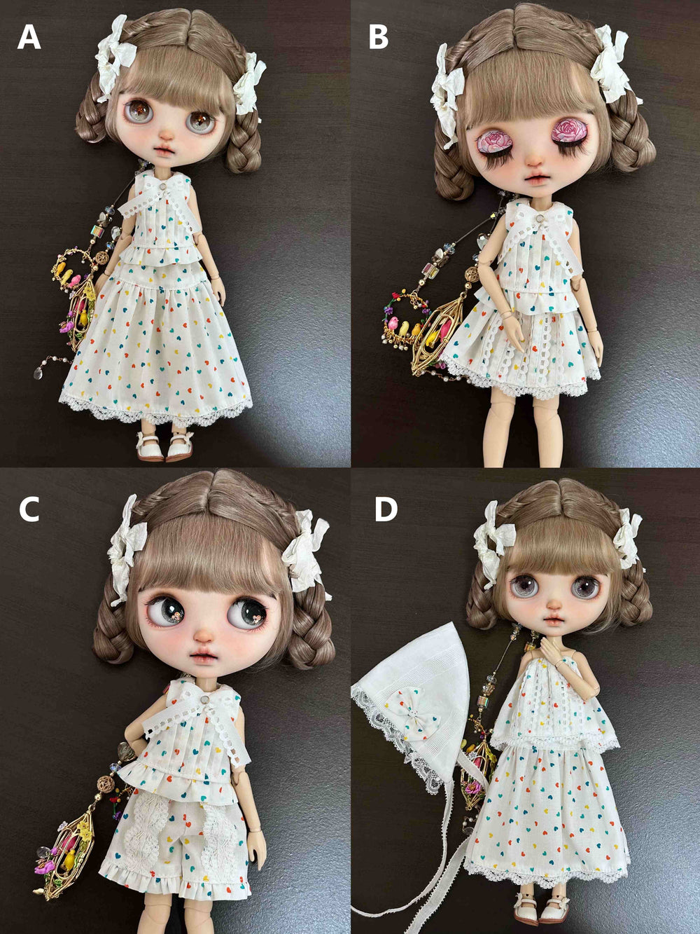 Rainbow Heart Printed Blythe Outfit Detail | ToastDoll