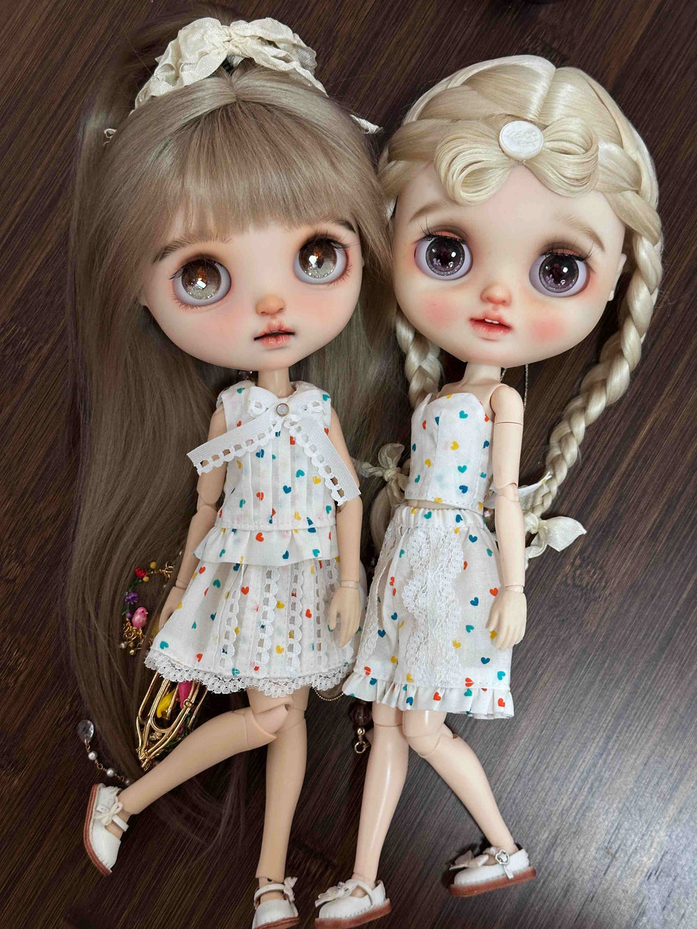 Rainbow Heart Printed Blythe Outfit Front View | ToastDoll