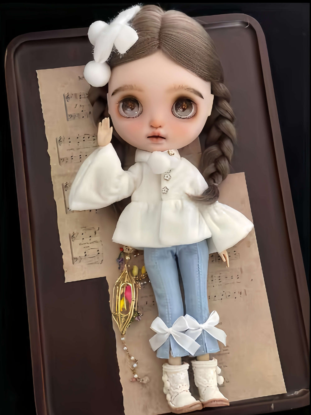 Chic Velvet Blouse Blythe Jeans Outfit | ToastDoll