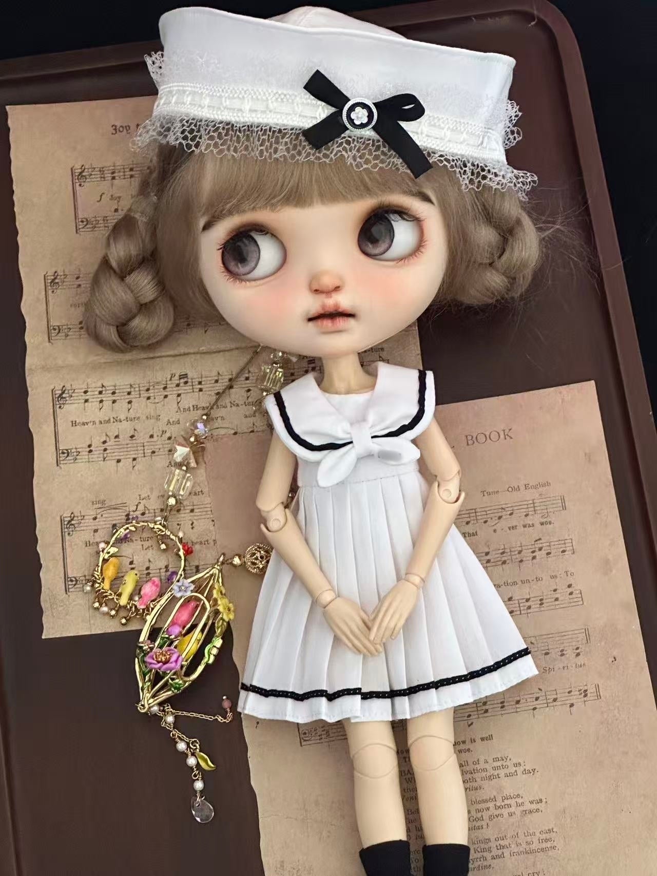 Preppy Marine Academy Blythe Outfit Half Body Shot | ToastDoll