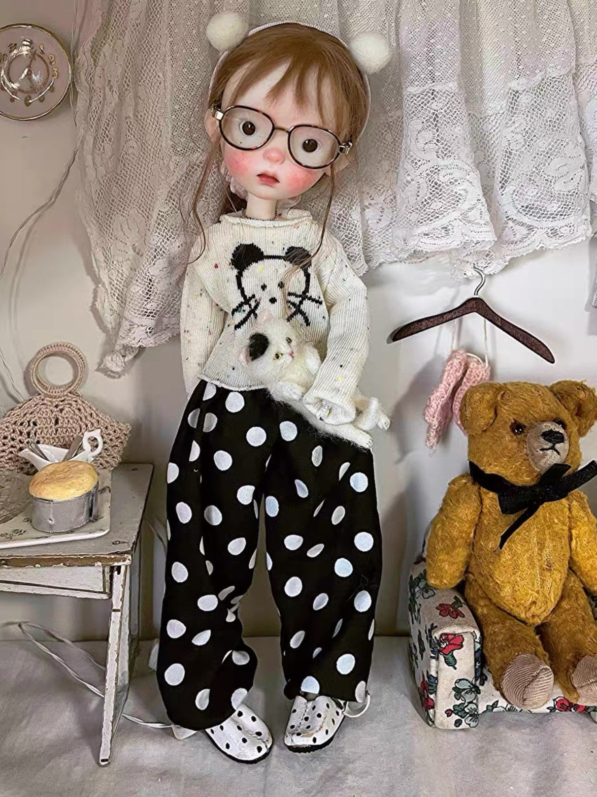 Mouse Knit Polka Dot 1/6 BJD Outfit | ToastDoll