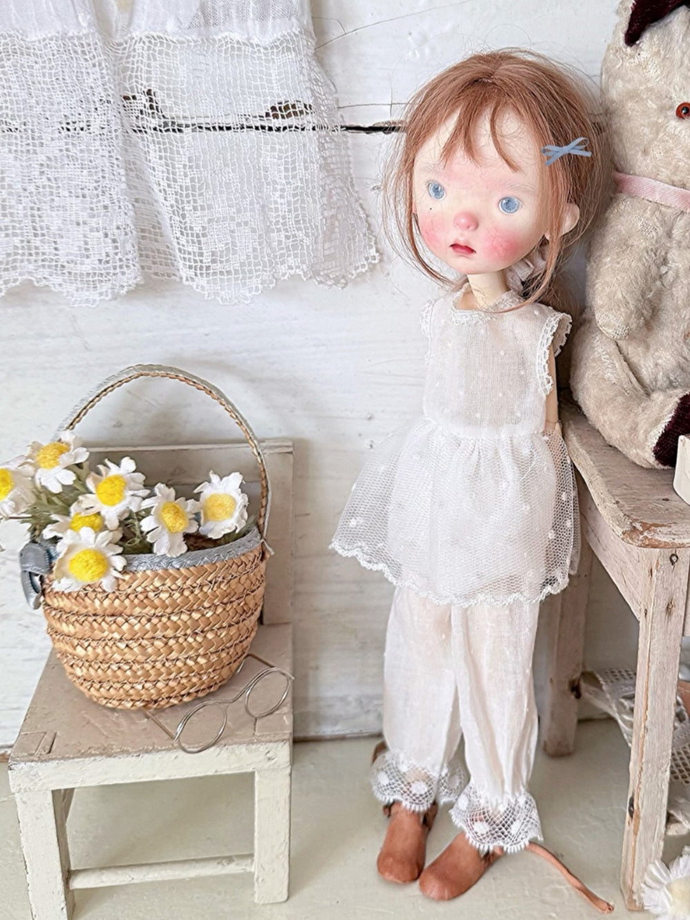 Mesh Tulle Layering Blythe BJD White Dot Outfit | ToastDoll
