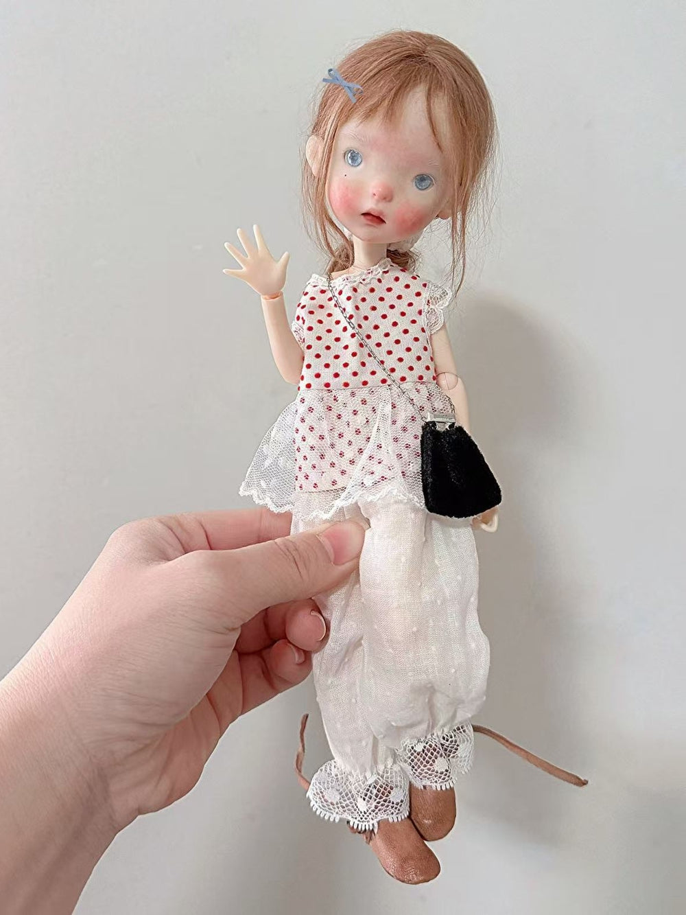 Mesh Tulle Layering Blythe BJD Red Dot Outfit On Doll Display | ToastDoll