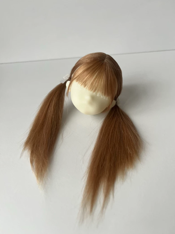 Brown Blonde BJD Pigtails Wig - Handmade Doll Hair - ToastDoll