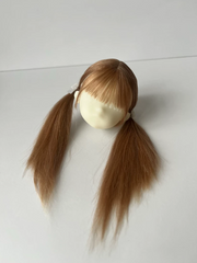 Brown Blonde BJD Pigtails Wig - Handmade Doll Hair - ToastDoll