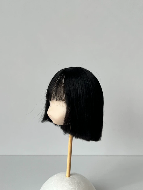Black Straight Bob BJD Wig - Handmade Doll Hair - ToastDoll