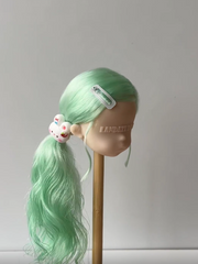 Mint Green Braided Side Pony BJD Wig - Handmade Doll Hair - ToastDoll