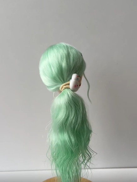 Mint Green Braided Side Pony BJD Wig - Handmade Doll Hair - ToastDoll