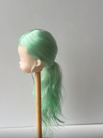 Mint Green Braided Side Pony BJD Wig - Handmade Doll Hair - ToastDoll