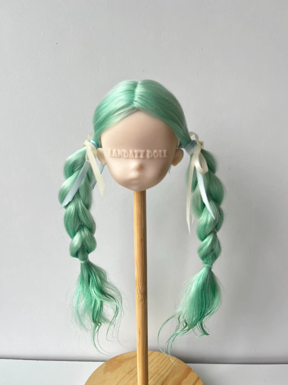 Mint Green Braided Pigtails BJD Wig ToastDoll
