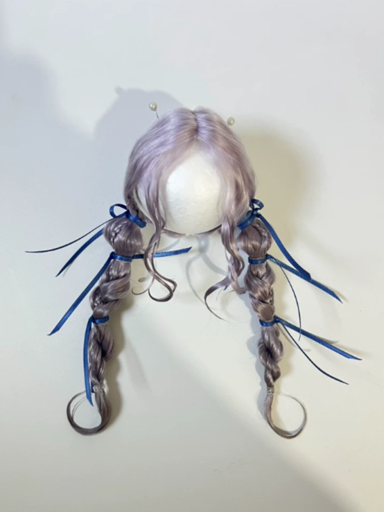 Purple Braided Pigtails BJD Wig - Handmade Doll Hair - ToastDoll