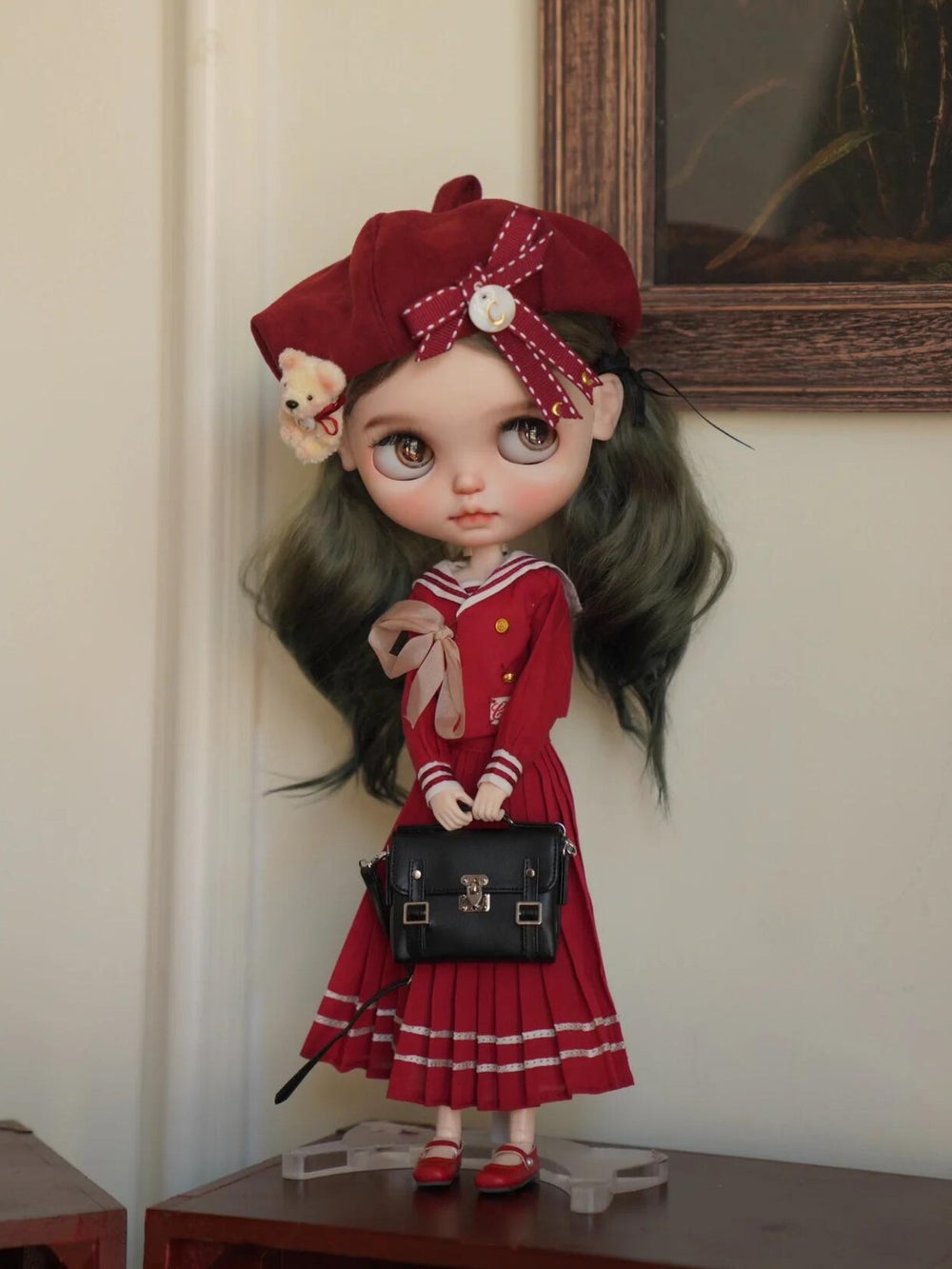 Red School Uniform Blythe Outfit |  ToastDoll