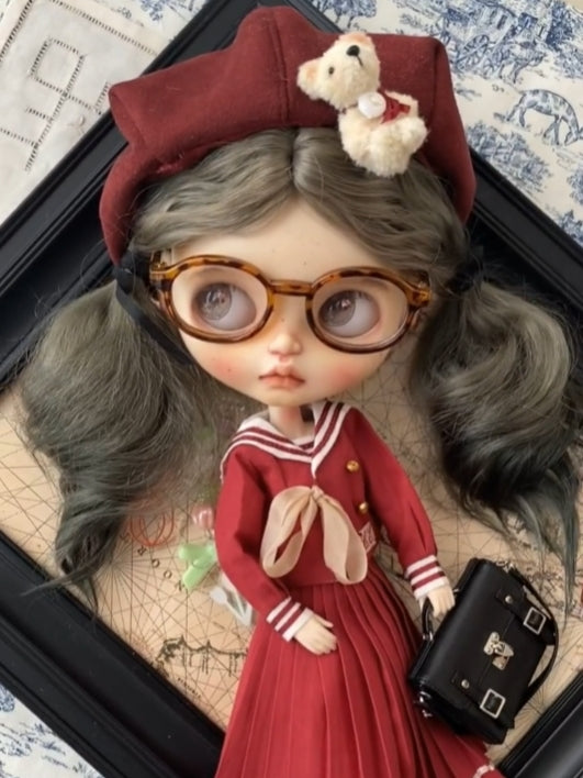 Red School Uniform Blythe Outfit - Handmade Doll Clothes - ToastDoll