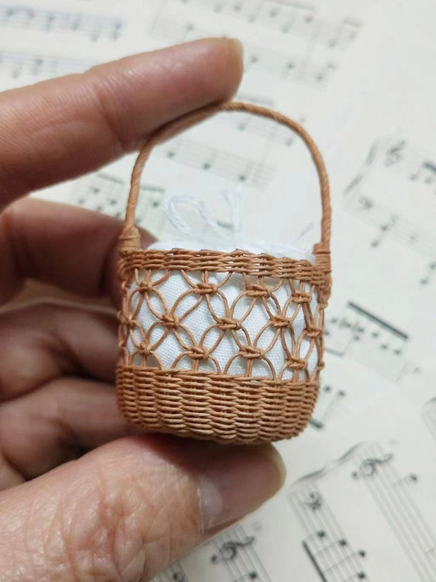 Handmade Miniature Props for BJD/Blythe/Obitsu, Rattan Style Basket