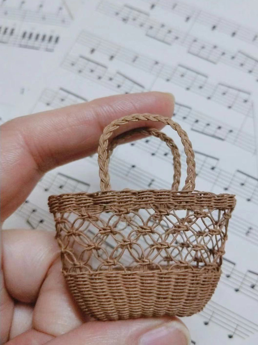 Handmade Miniature Props for BJD/Blythe/Obitsu, Rattan Style Basket