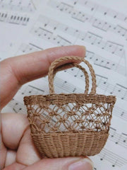 Handmade Miniature Props for BJD/Blythe/Obitsu, Rattan Style Basket