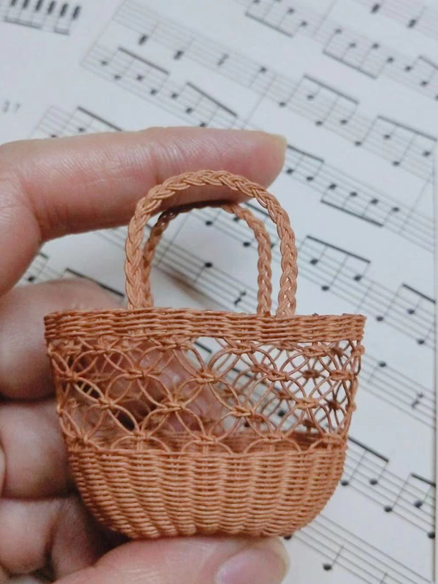 Handmade Miniature Props for BJD/Blythe/Obitsu, Rattan Style Basket