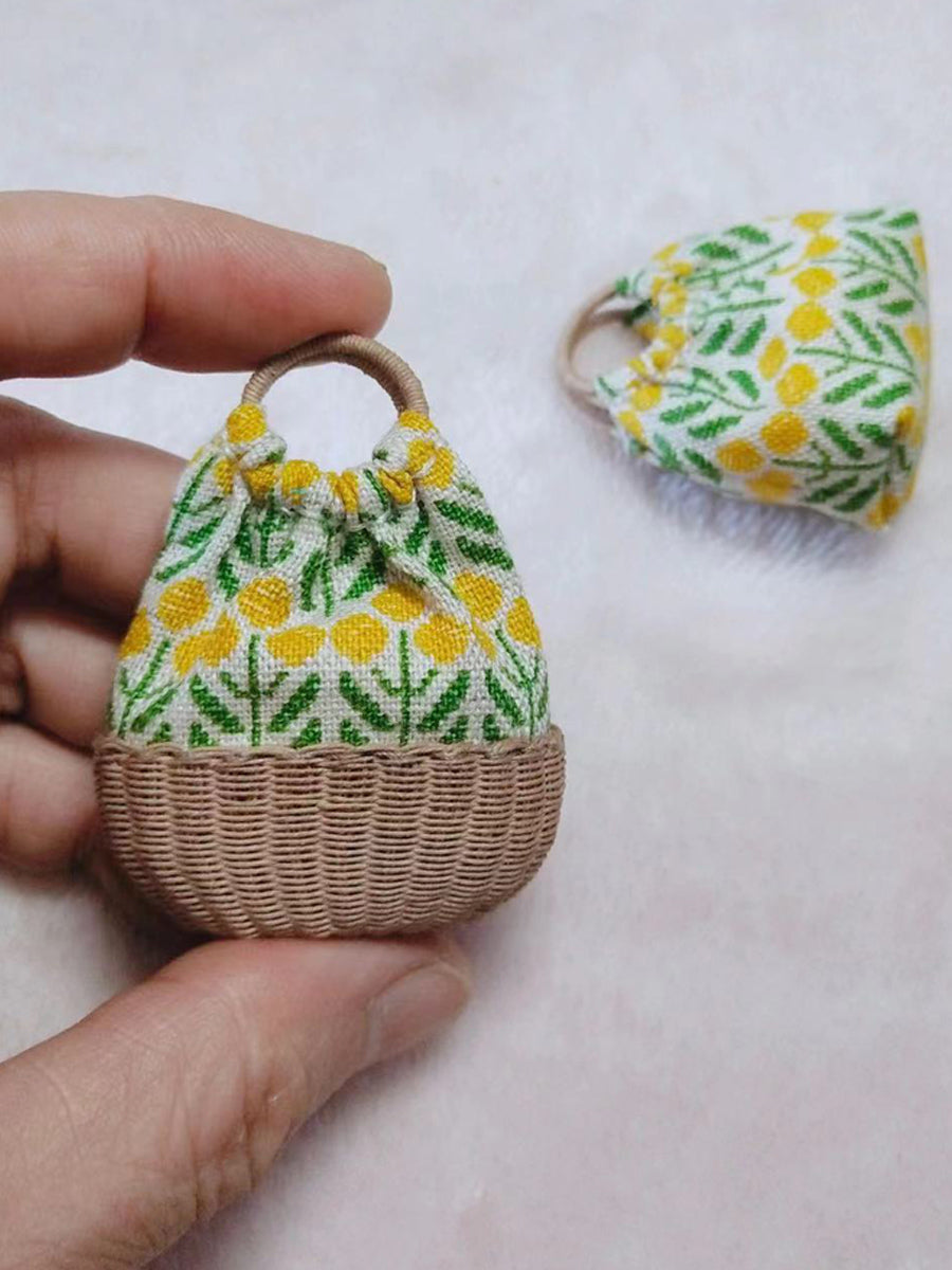 Handmade Miniature Props for BJD/Blythe/Obitsu, Rattan Style Handbag