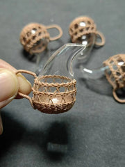 Handmade Miniature Props for BJD/Blythe/Obitsu, Rattan Style Teapot