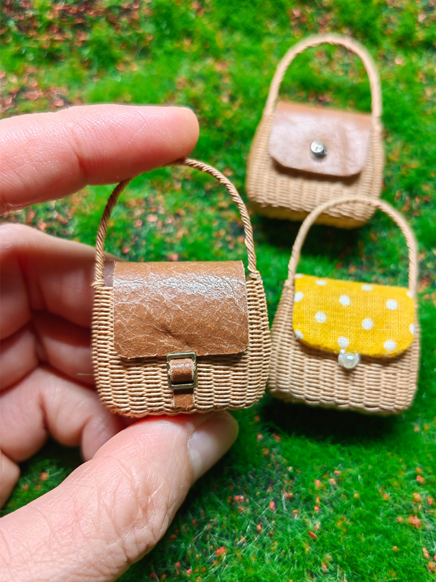 Handmade Miniature Props for BJD/Blythe/GSC, Rattan Style Handbag