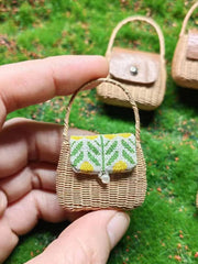 Handmade Miniature Props for BJD/Blythe/GSC, Rattan Style Handbag