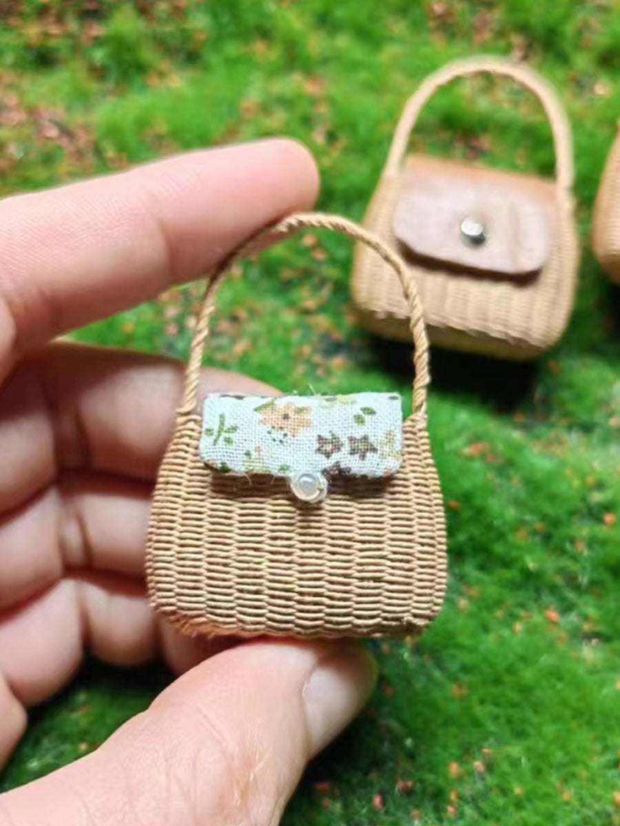 Handmade Miniature Props for BJD/Blythe/GSC, Rattan Style Handbag