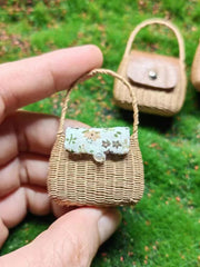 Handmade Miniature Props for BJD/Blythe/GSC, Rattan Style Handbag