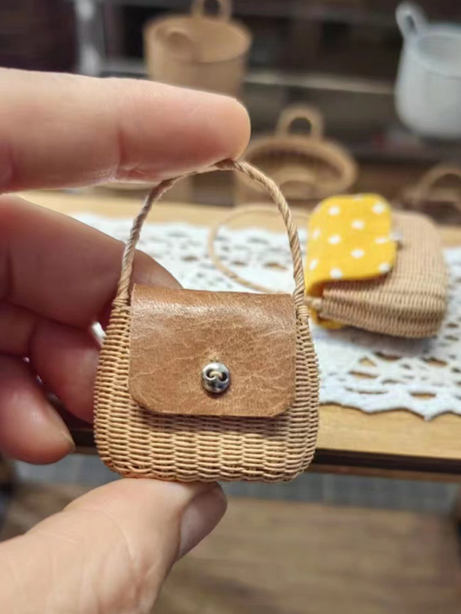 Handmade Miniature Props for BJD/Blythe/GSC, Rattan Style Handbag