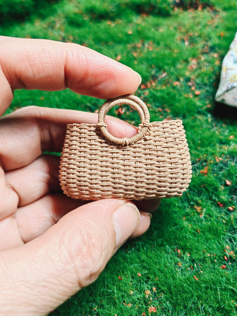 Handmade Miniature Props for BJD/Blythe/Obitsu, Rattan Style Handbag
