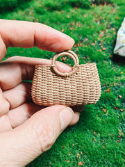 Handmade Miniature Props for BJD/Blythe/Obitsu, Rattan Style Handbag
