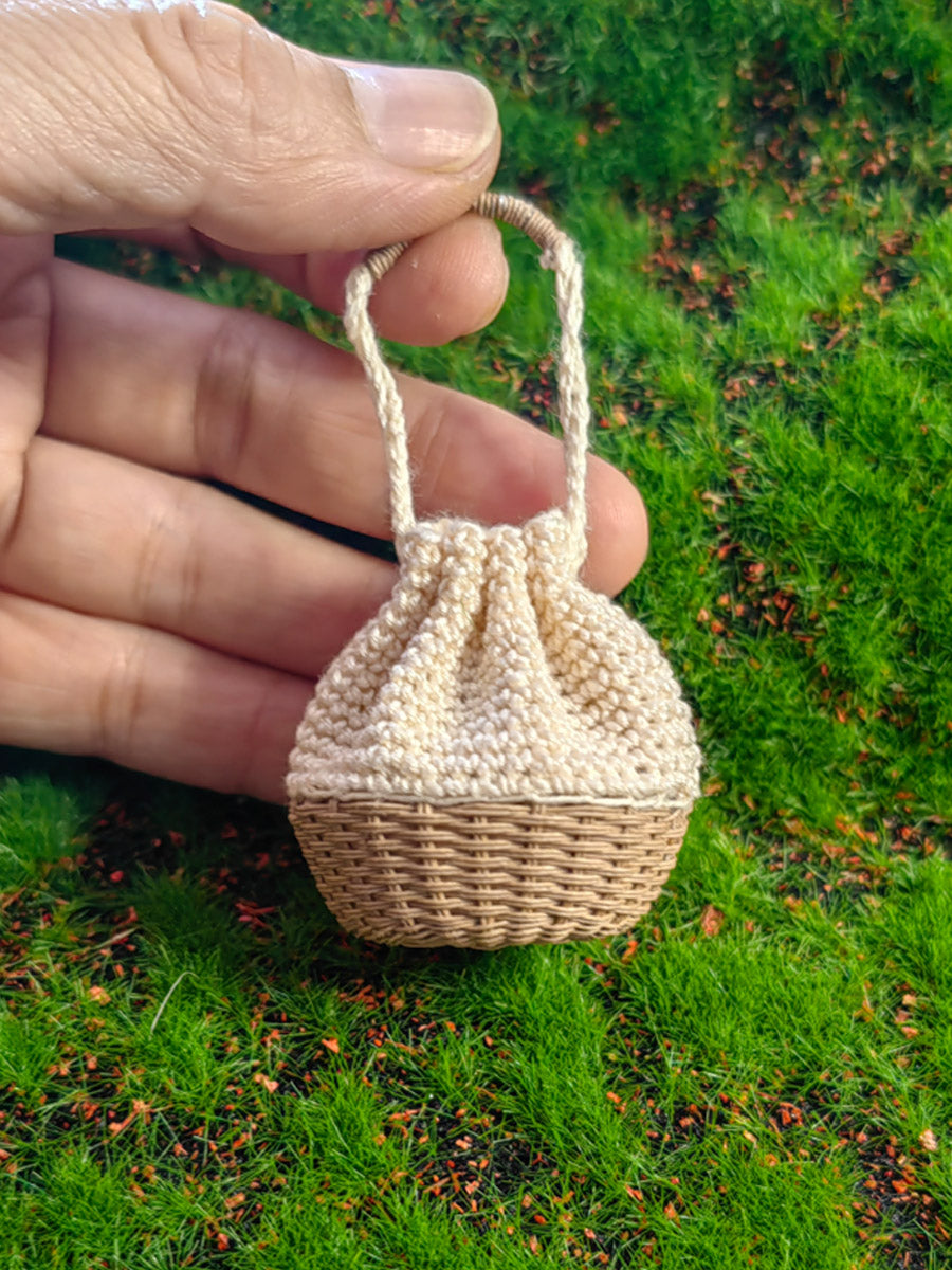 Handmade Miniature Props for BJD/Blythe/Obitsu, Rattan Style Handbag