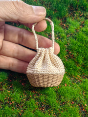 Handmade Miniature Props for BJD/Blythe/Obitsu, Rattan Style Handbag