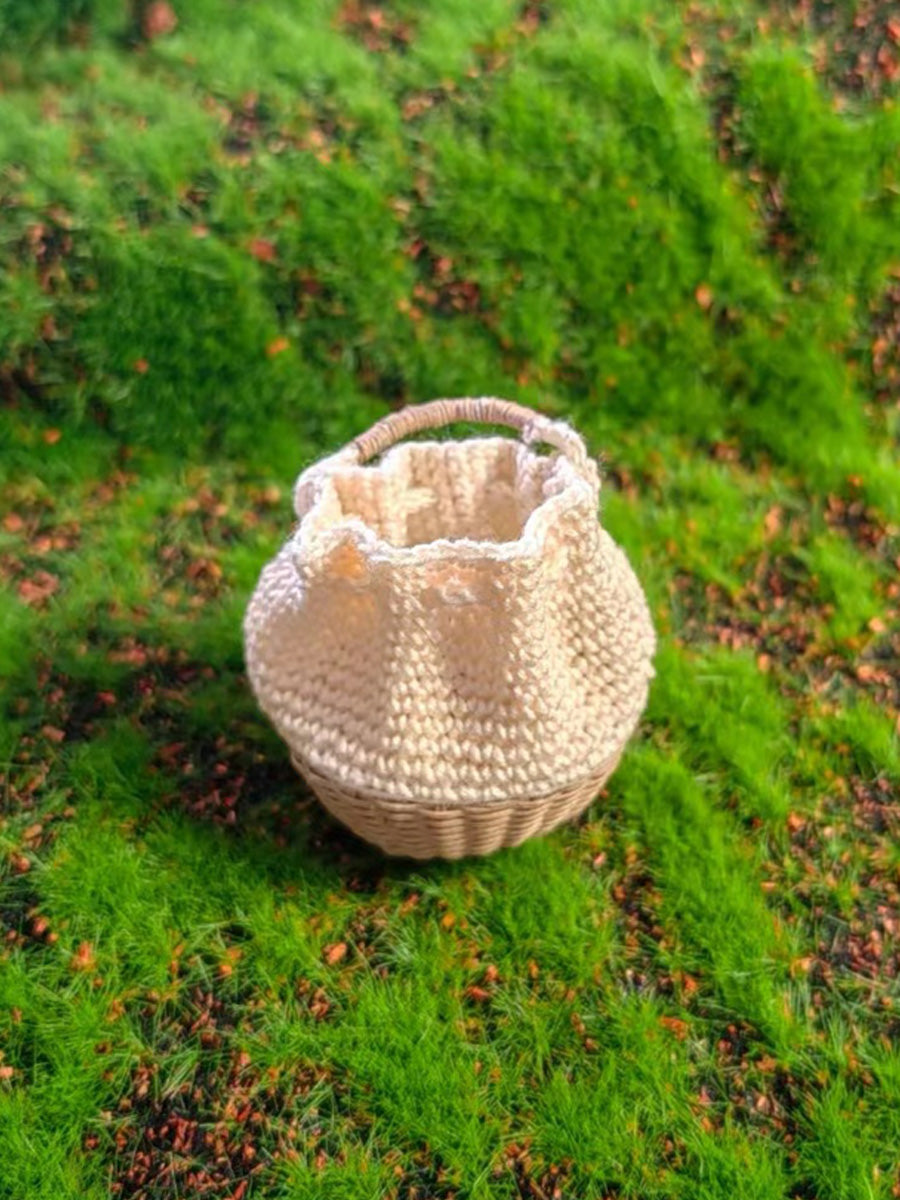 Handmade Miniature Props for BJD/Blythe/Obitsu, Rattan Style Handbag