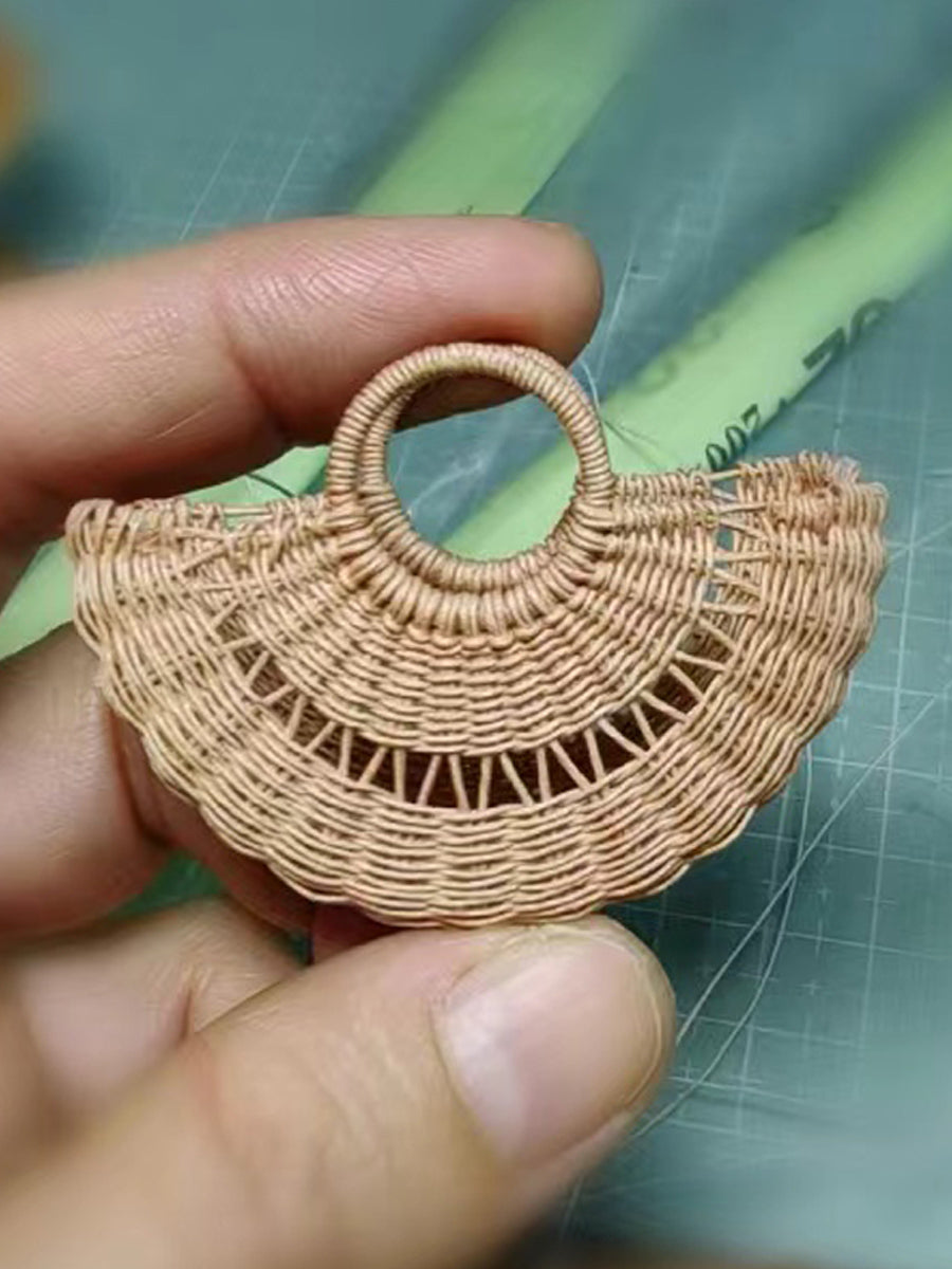 Handmade Miniature Props for BJD/Blythe/Obitsu, Rattan Style Handbag