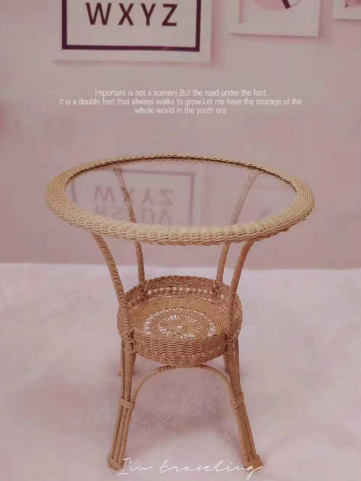 Handmade Miniature Props for BJD/Blythe/Obitsu, Rattan Table and Chairs