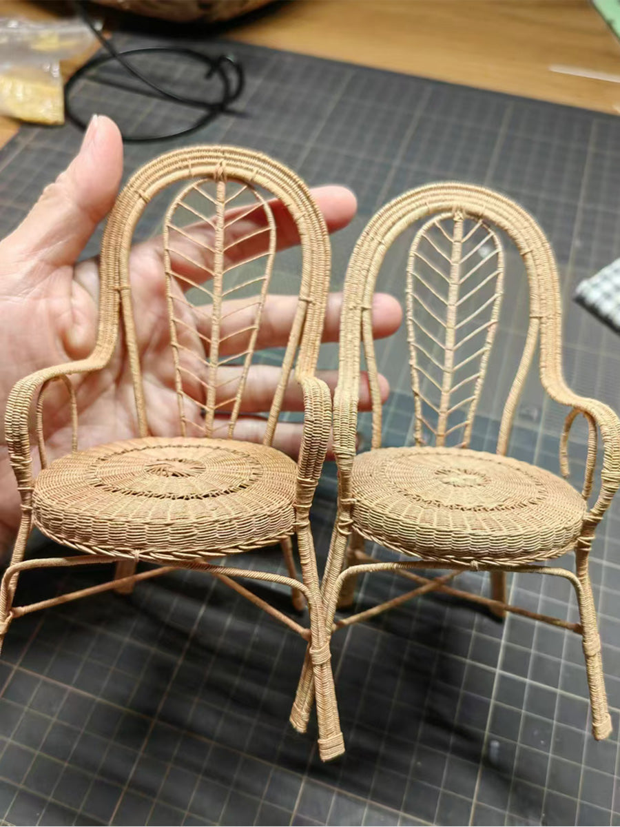 Handmade Miniature Props for BJD/Blythe/Obitsu, Rattan Style Chair