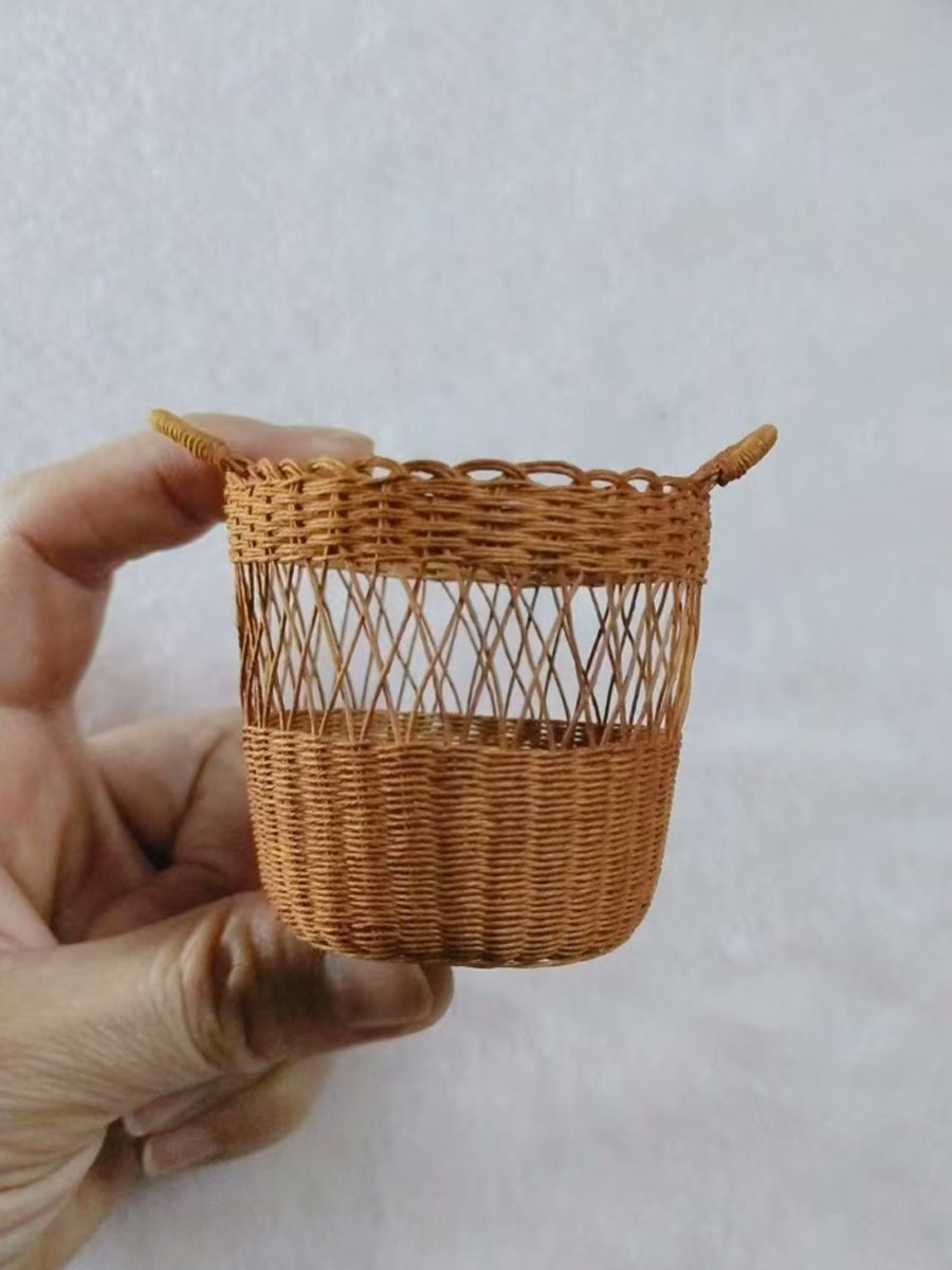Handmade Miniature Props for BJD/Blythe/Obitsu, Rattan Style Basket