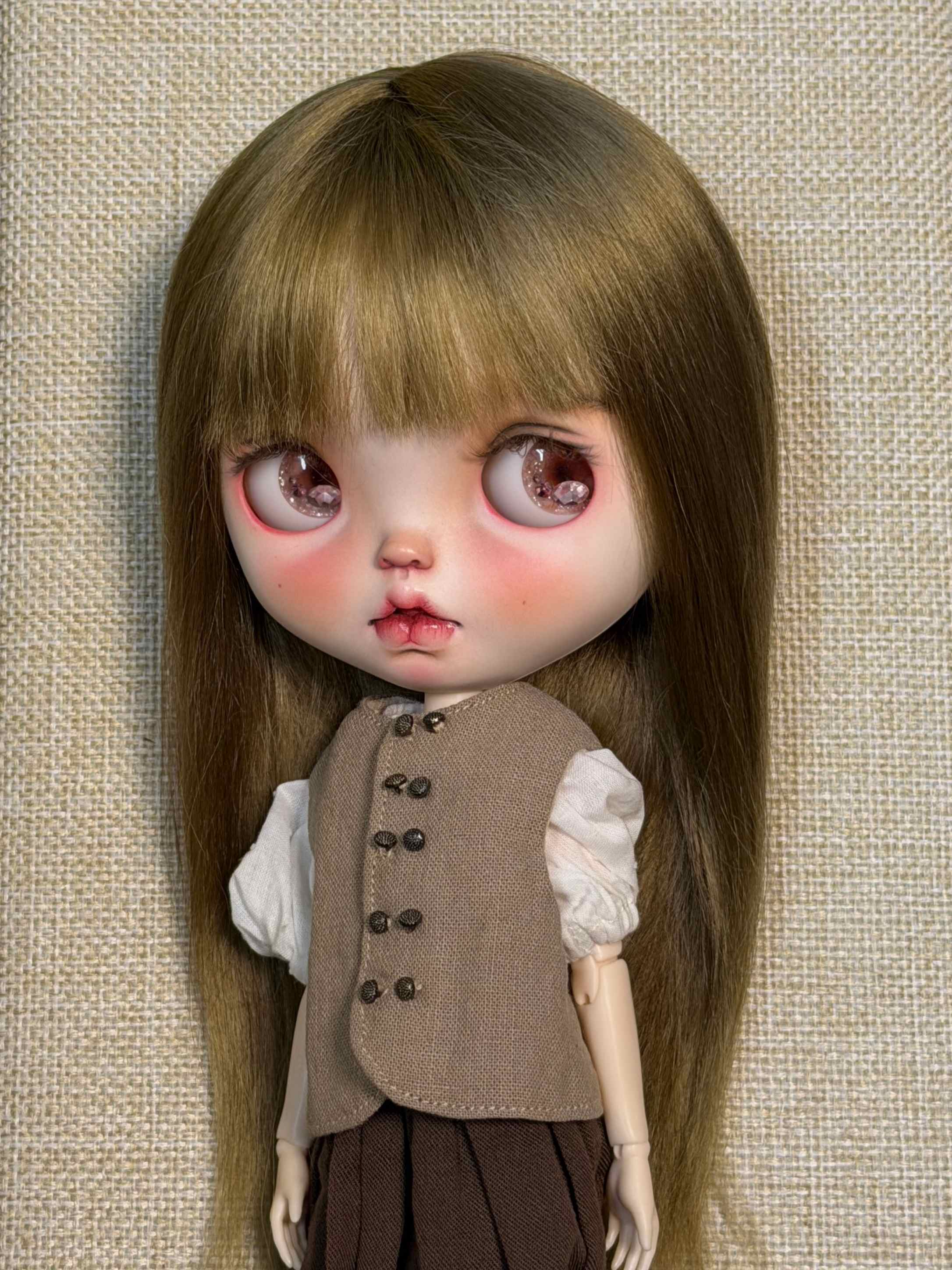 Bangs Long Straight Blythe Mohair Wig - Handmade Doll Hair - ToastDoll