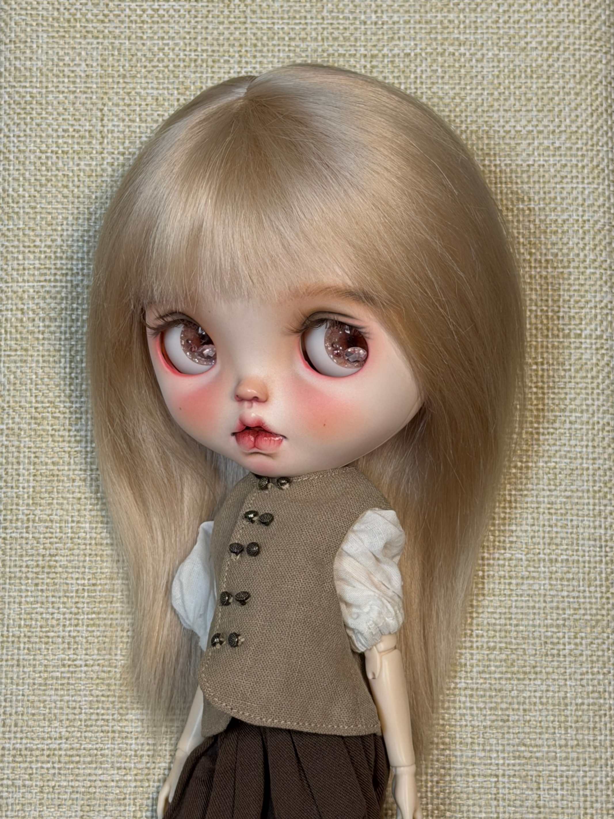 Bangs Long Straight Blythe Mohair Wig - Handmade Doll Hair - ToastDoll