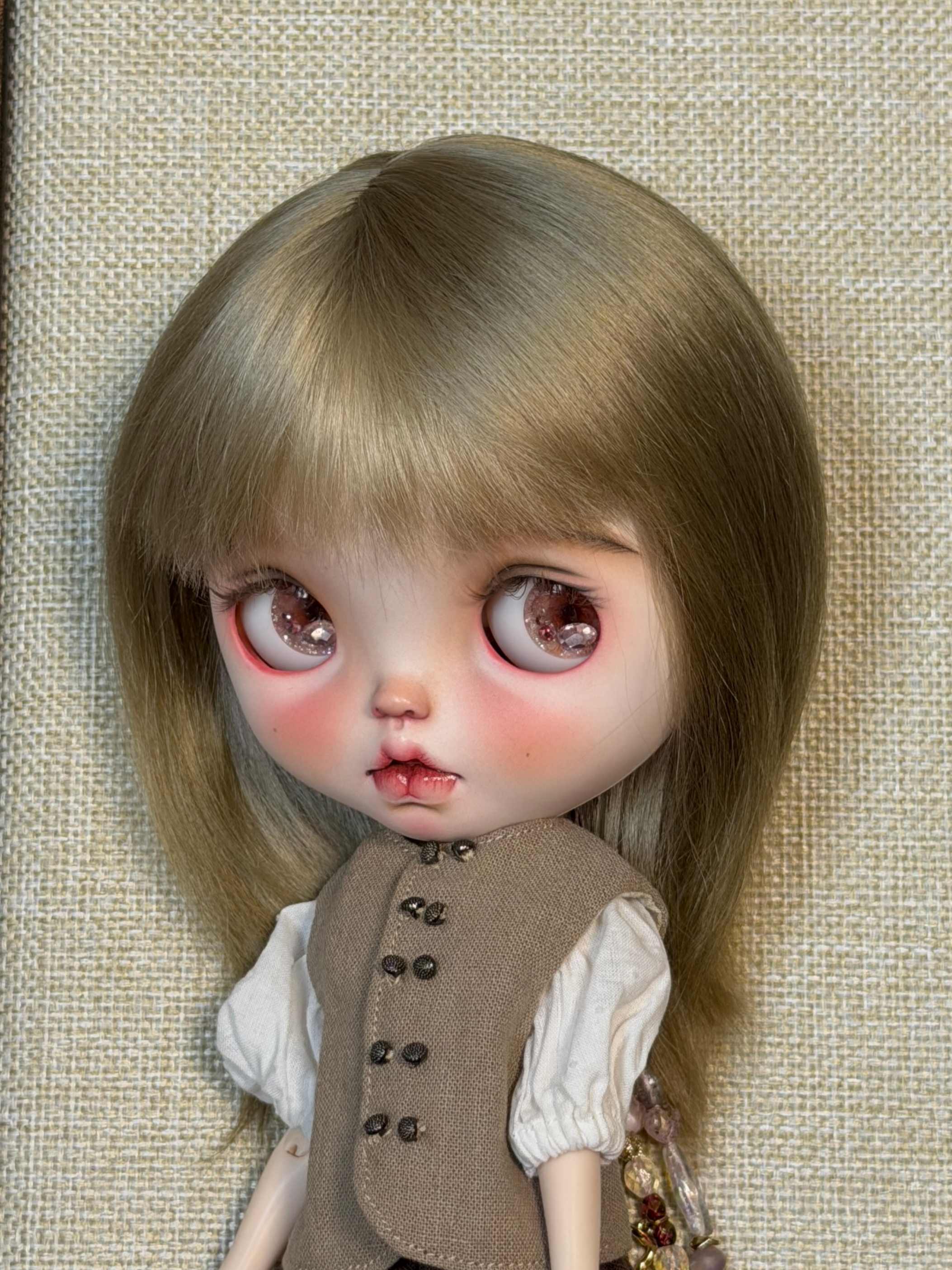 Bangs Long Straight Blythe Mohair Wig - Handmade Doll Hair - ToastDoll