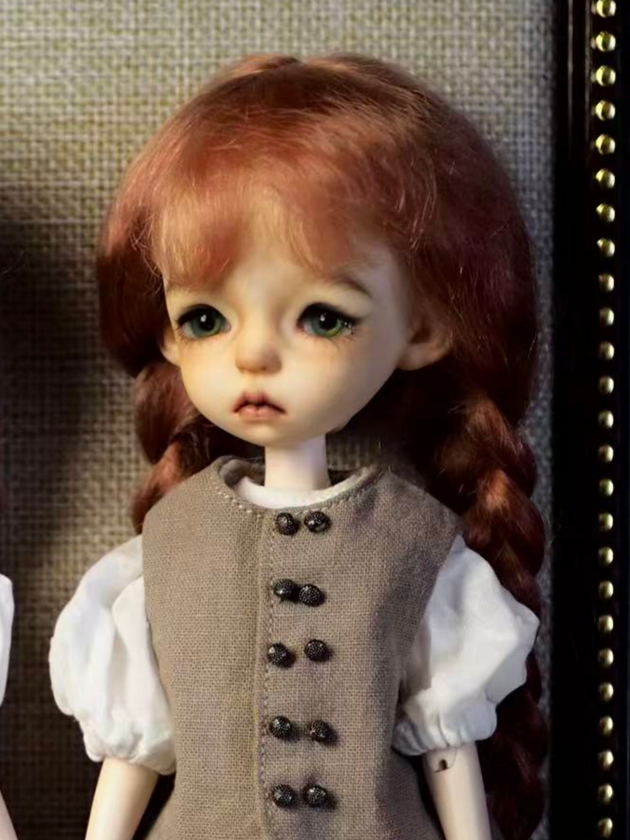 Bangs Double Braided Pigtails 1/6 BJD Wig - Handmade Doll Hair - ToastDoll
