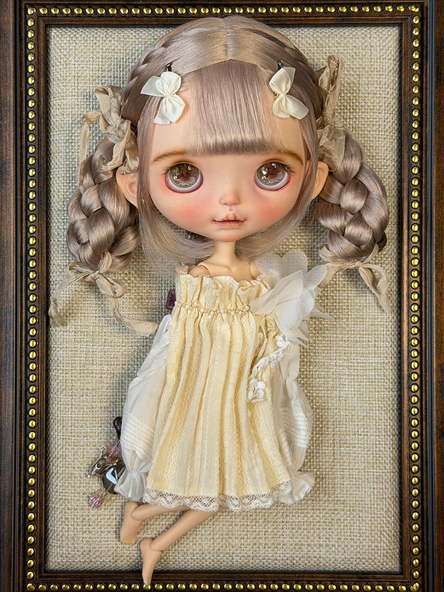 Braided Twin Tail Short Blythe Wig - Handmade Doll Hair - ToastDoll