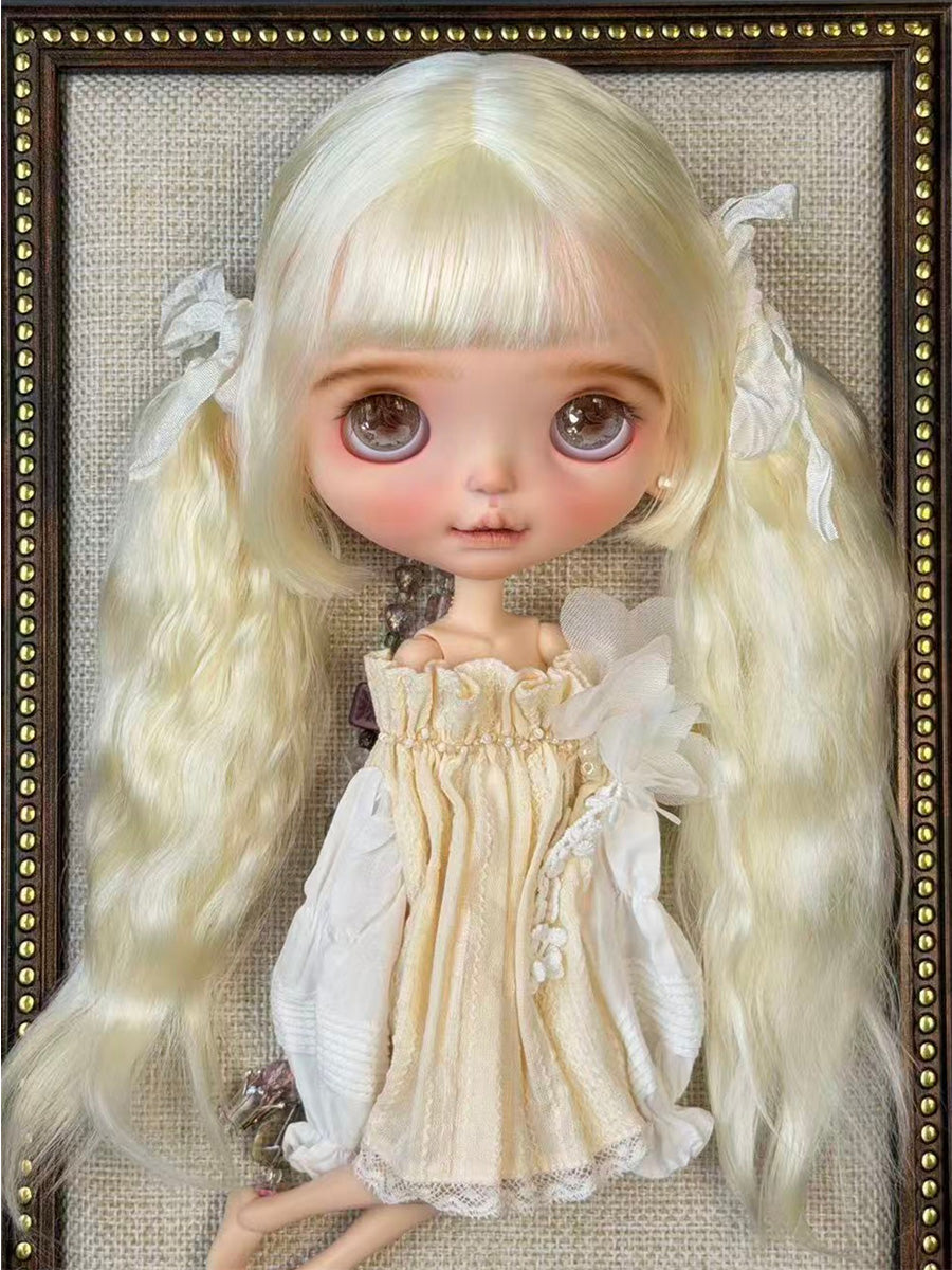 Braided Twin Tail Short Blythe Wig - Handmade Doll Hair - ToastDoll