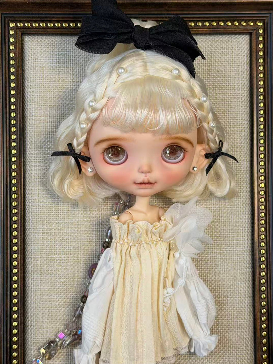 Braided Twin Tail Short Blythe Wig - Handmade Doll Hair - ToastDoll