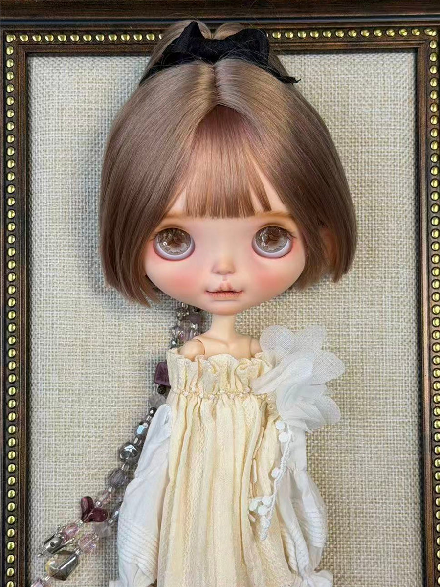 Braided Twin Tail Short Blythe Wig - Handmade Doll Hair - ToastDoll