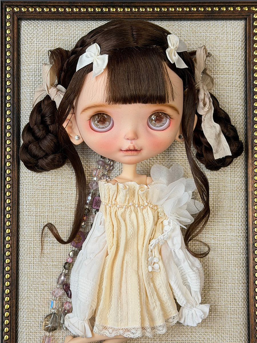 Braided Twin Tail Short Blythe Wig - Handmade Doll Hair - ToastDoll